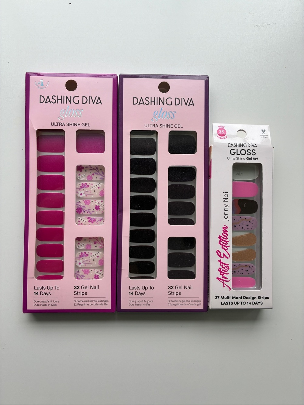Dashing Diva Gloss Nail Strips 3-Pack Fleur Flair Fig Pop Double Take